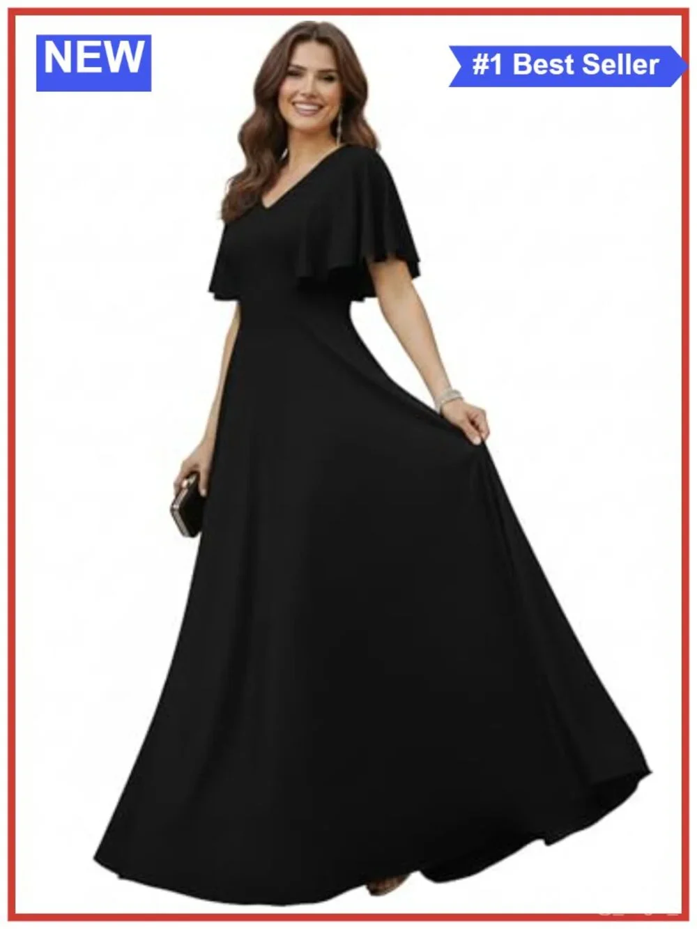 Plus Size A-line Maxi Dress Short Sleeve Chiffon Formal